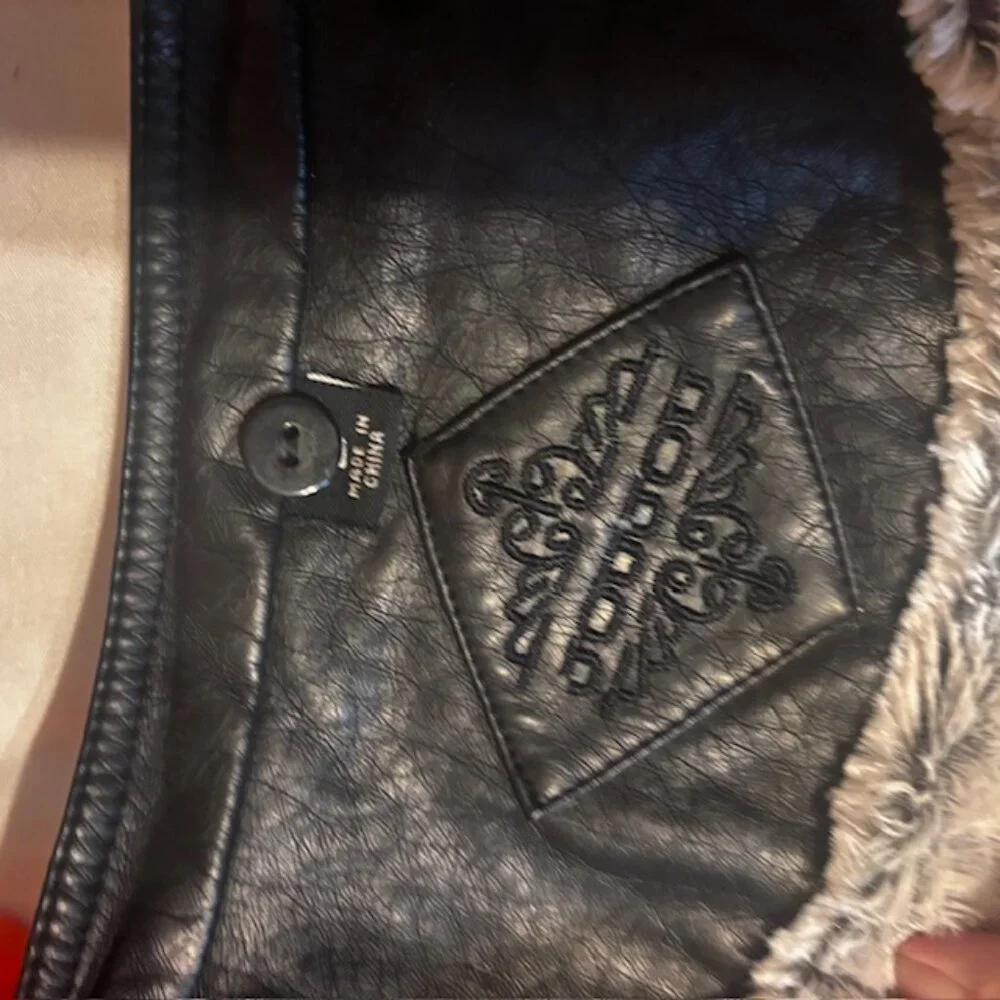 Jou Jou Black Faux Leather Moto Jacket | Size L - Picture 10 of 11